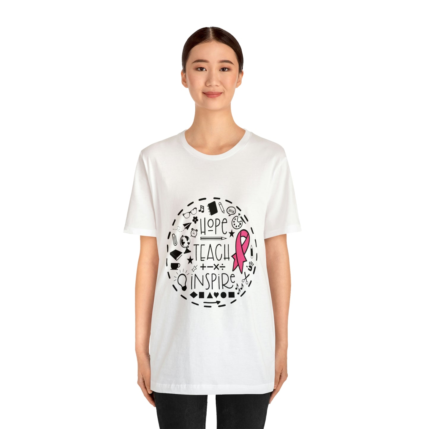 Hope, Teach, & Inspire Breast Cancer Ribbon t-shirt