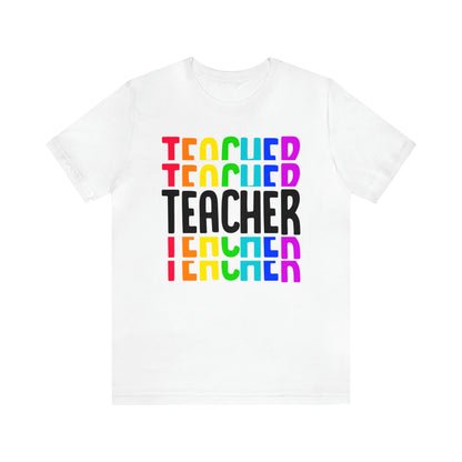 Rainbow & Black Teacher tee