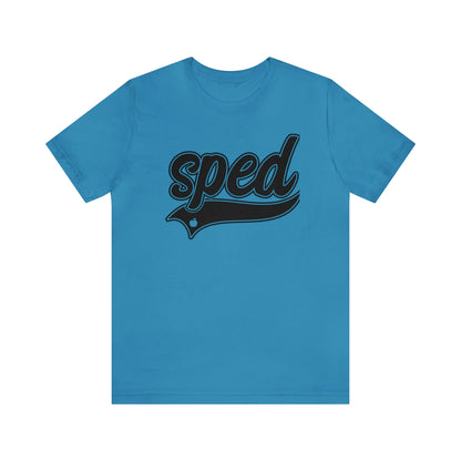 SPED Level School Swoosh Black Print Tee with Apple Logo