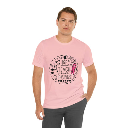 Hope, Teach, & Inspire Breast Cancer Ribbon t-shirt