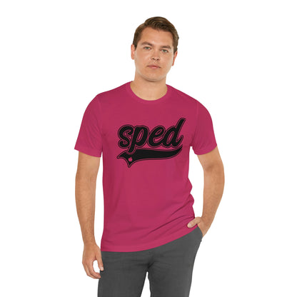 SPED Level School Swoosh Black Print Tee with Apple Logo