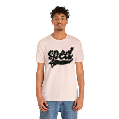 SPED Level School Swoosh Black Print Tee with Apple Logo