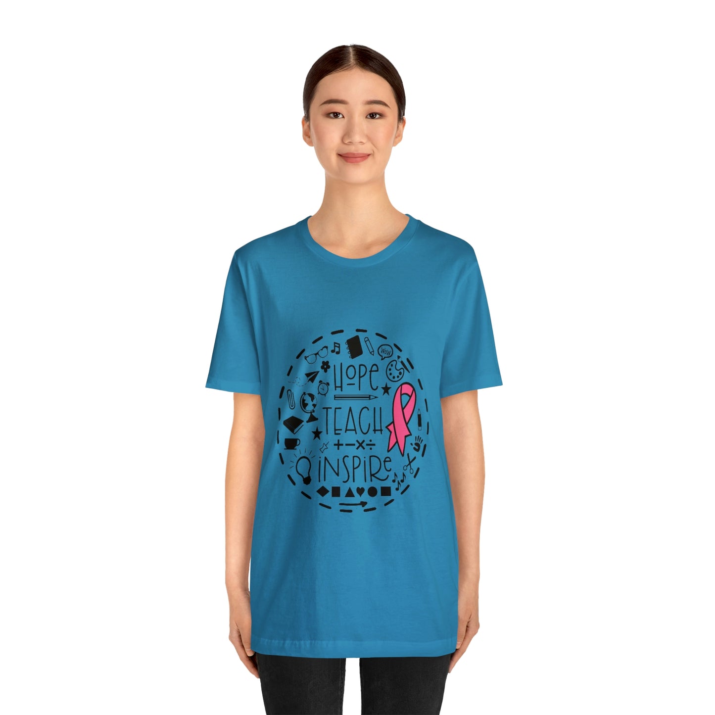 Hope, Teach, & Inspire Breast Cancer Ribbon t-shirt