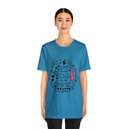 Hope, Teach, & Inspire Breast Cancer Ribbon t-shirt