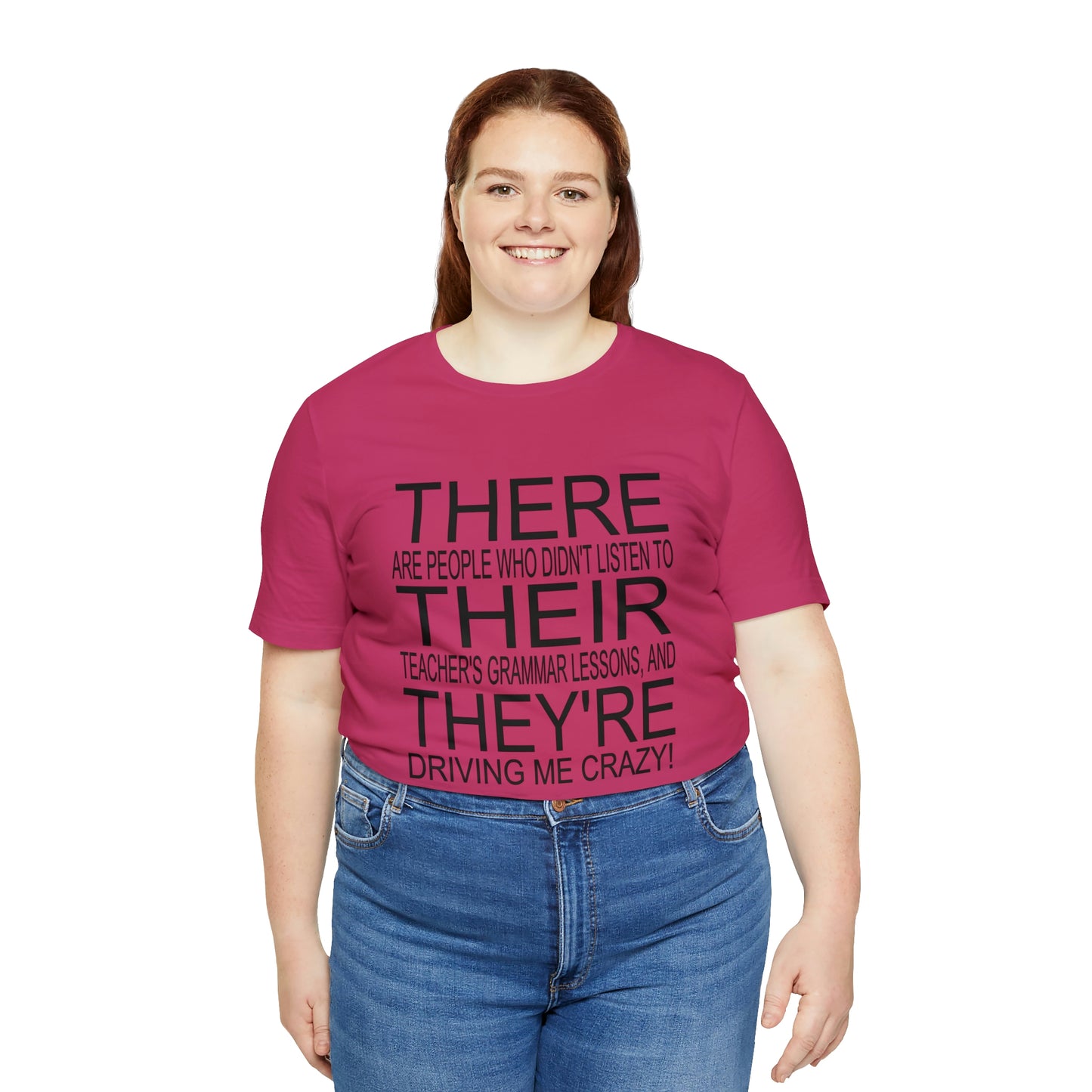 "There, Their, They're" t-shirt Grammar Teacher Unisex Jersey Short Sleeve Tee