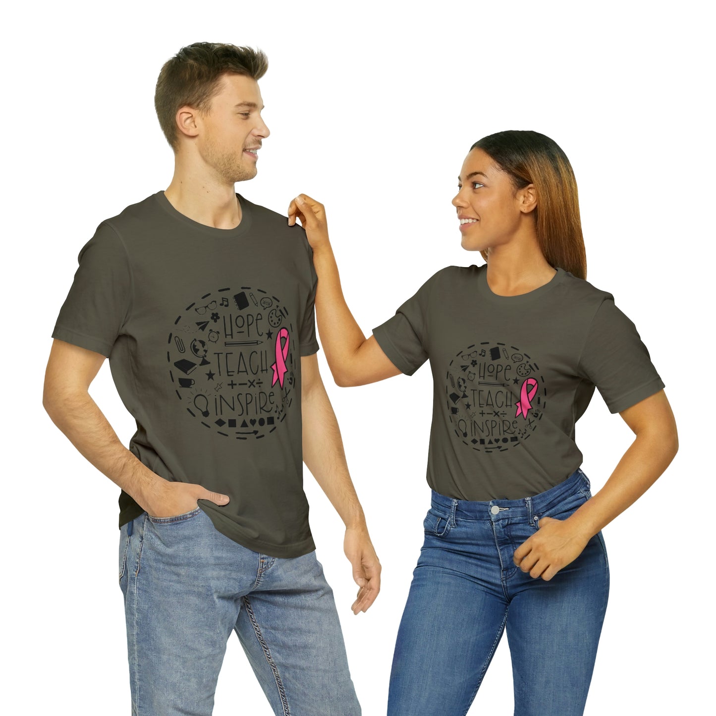 Hope, Teach, & Inspire Breast Cancer Ribbon t-shirt