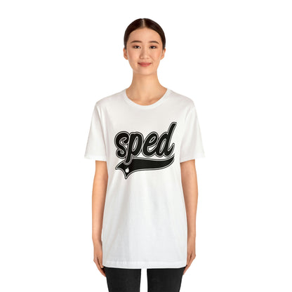 SPED Level School Swoosh Black Print Tee with Apple Logo