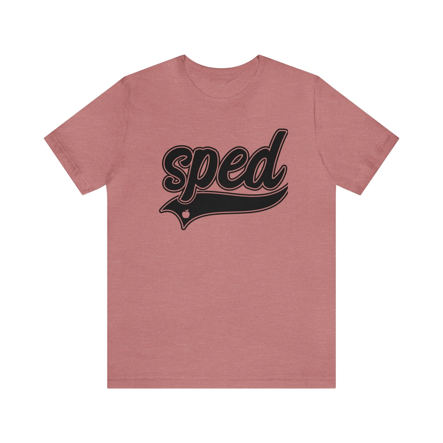 SPED Level School Swoosh Black Print Tee with Apple Logo