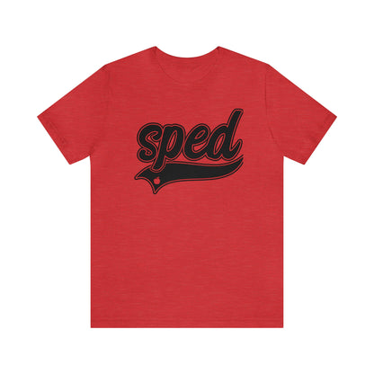 SPED Level School Swoosh Black Print Tee with Apple Logo