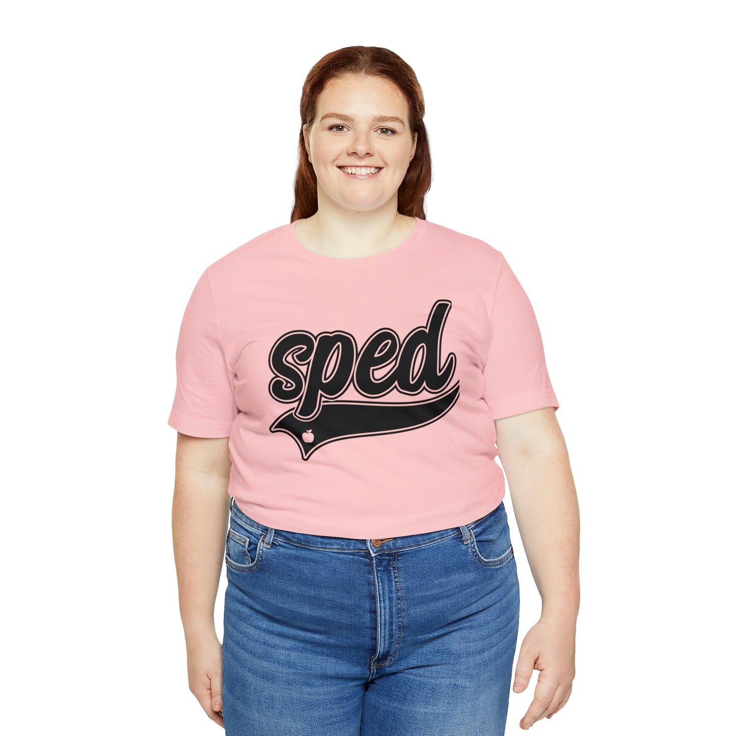 SPED Level School Swoosh Black Print Tee with Apple Logo