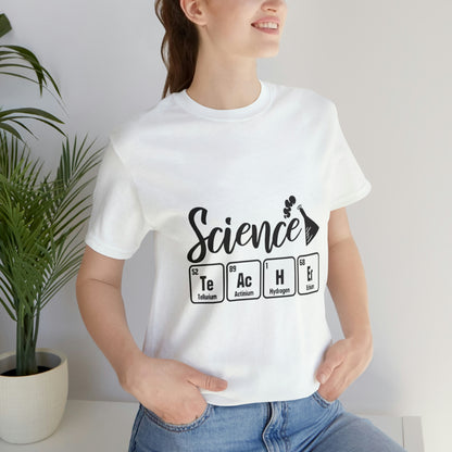 "Science Teacher" periodic table Unisex Jersey Short Sleeve Tee