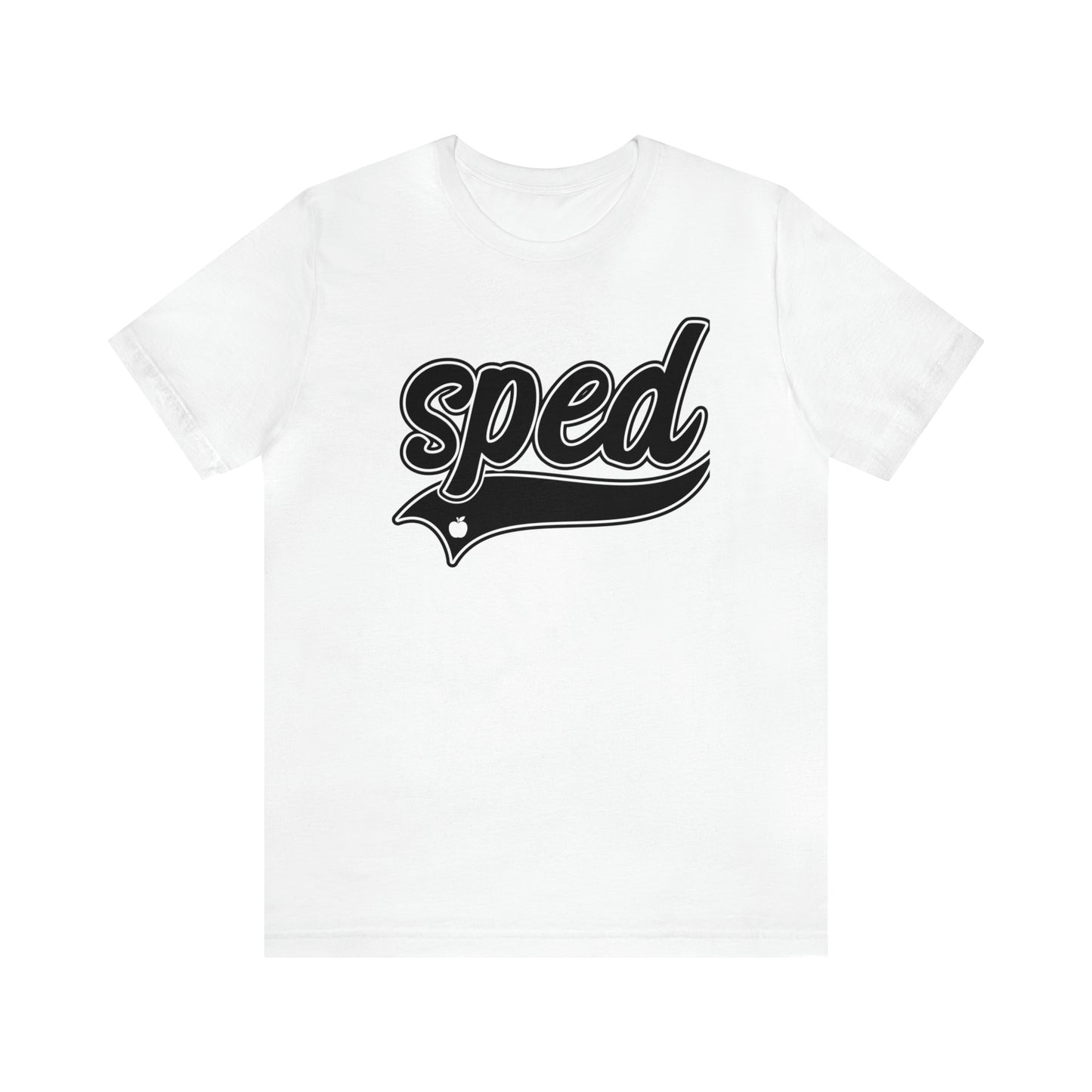 SPED Level School Swoosh Black Print Tee with Apple Logo