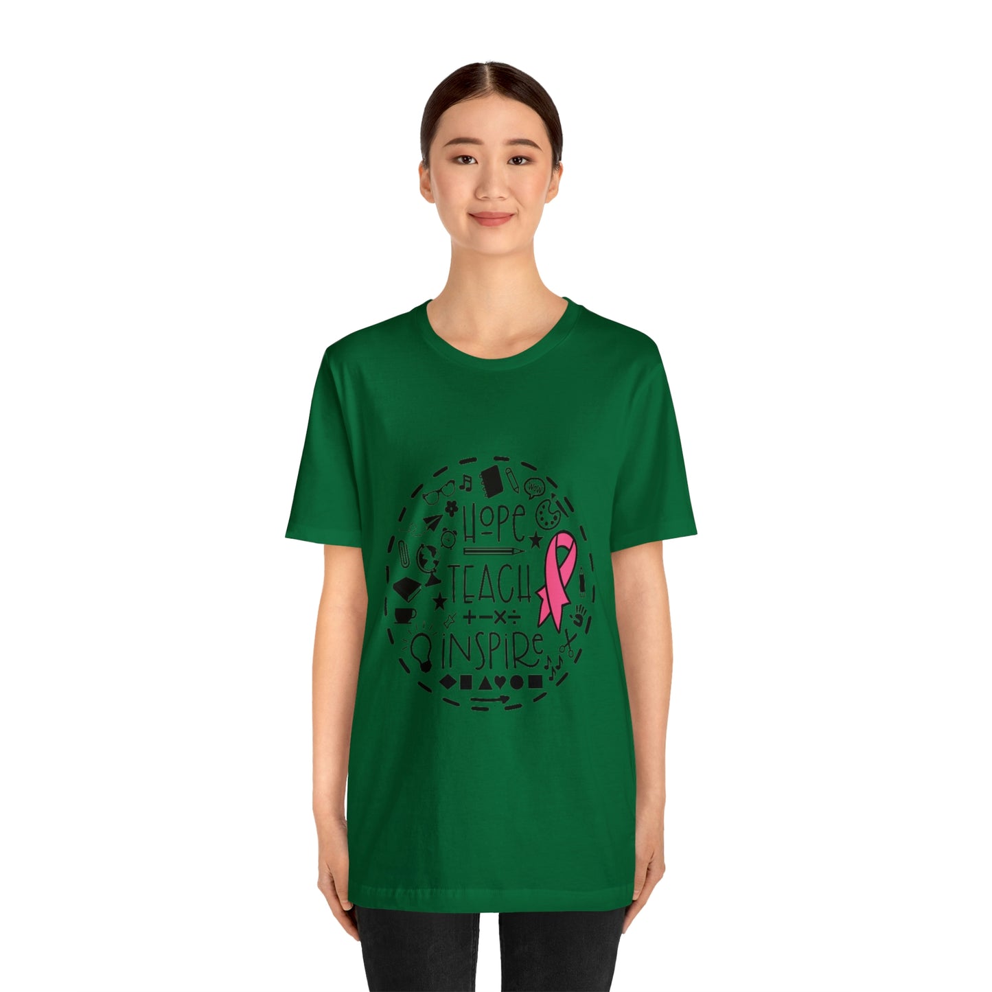 Hope, Teach, & Inspire Breast Cancer Ribbon t-shirt