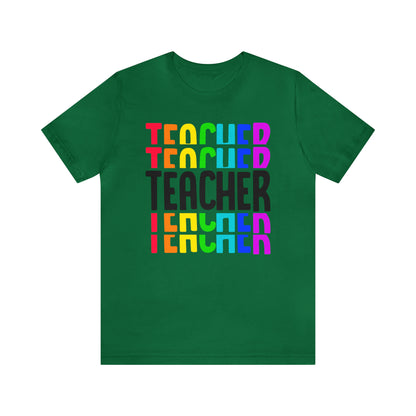 Rainbow & Black Teacher tee