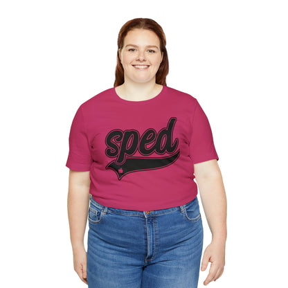 SPED Level School Swoosh Black Print Tee with Apple Logo