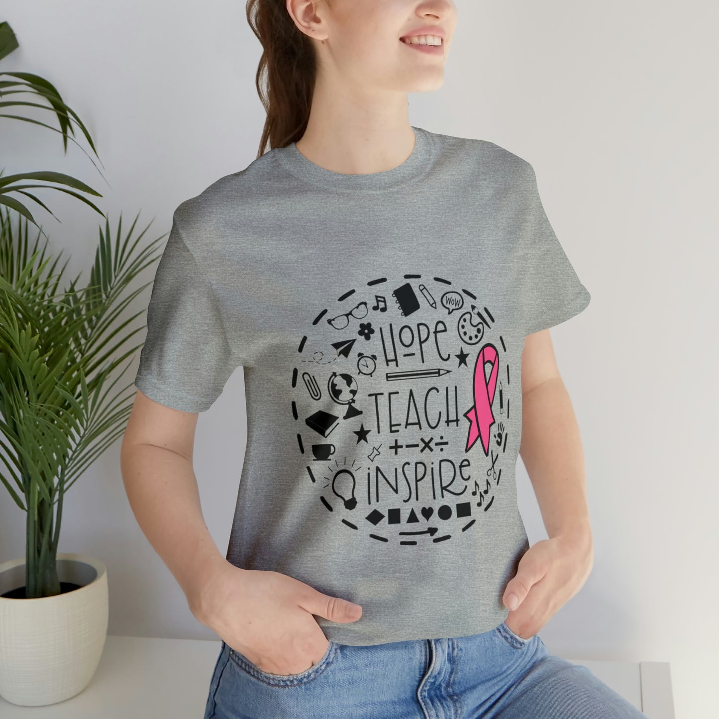 Hope, Teach, & Inspire Breast Cancer Ribbon t-shirt