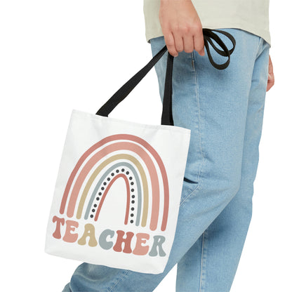 Retro Rainbow Double sided Teacher Tote Bag