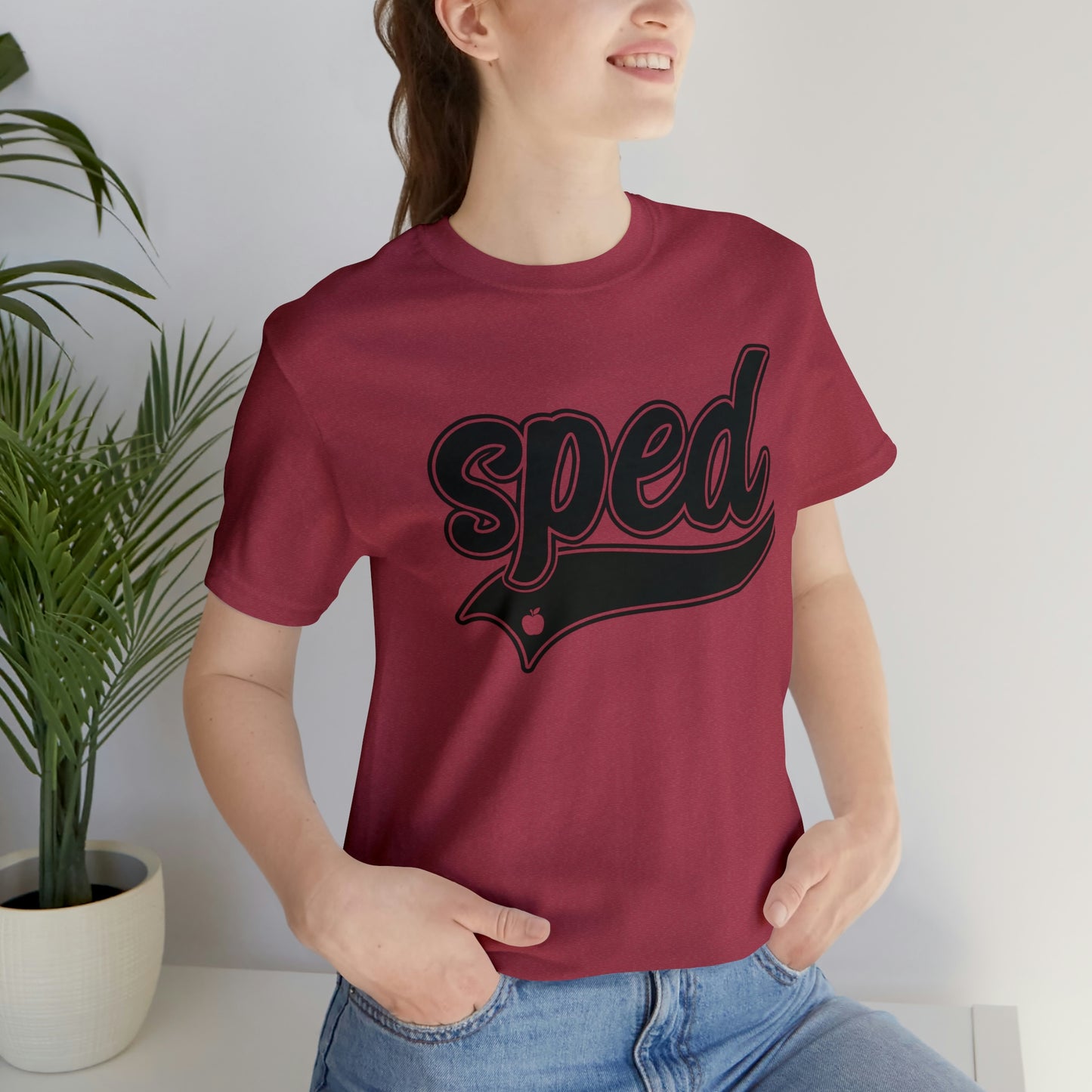 SPED Level School Swoosh Black Print Tee with Apple Logo