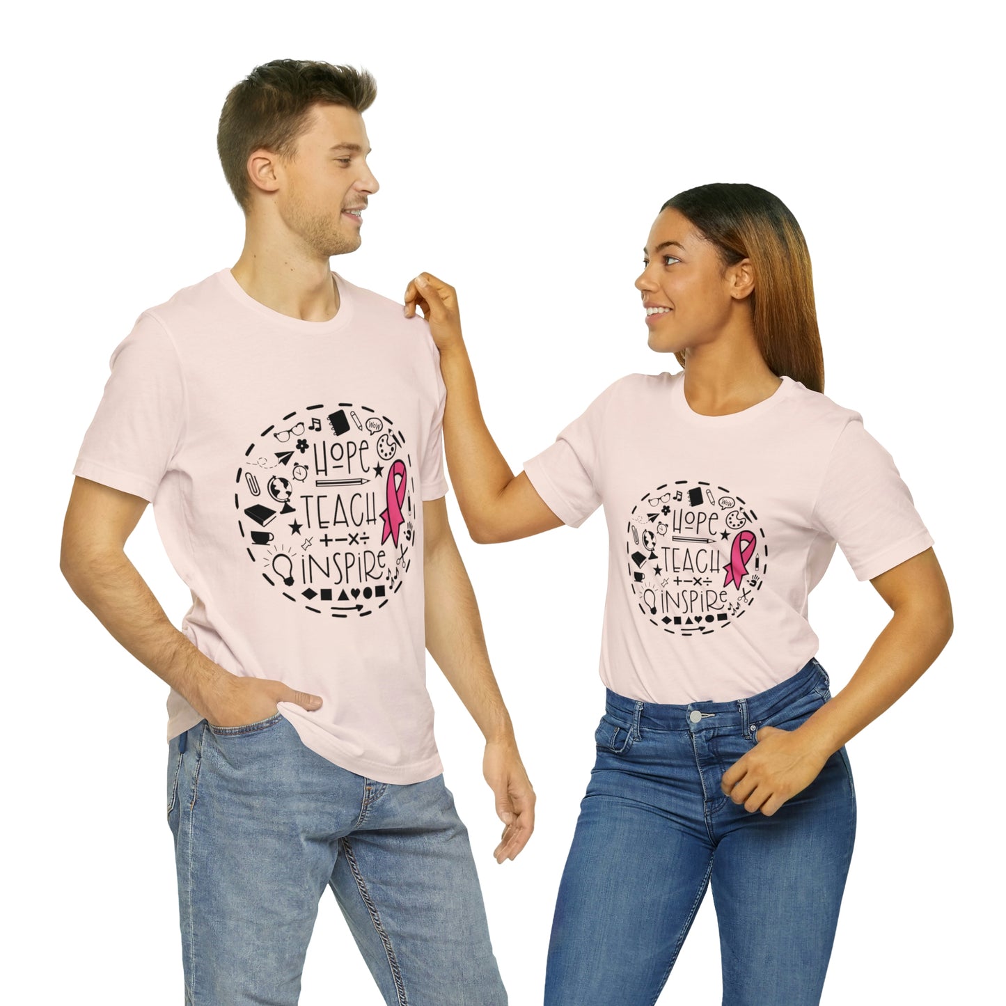 Hope, Teach, & Inspire Breast Cancer Ribbon t-shirt