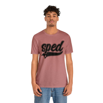 SPED Level School Swoosh Black Print Tee with Apple Logo