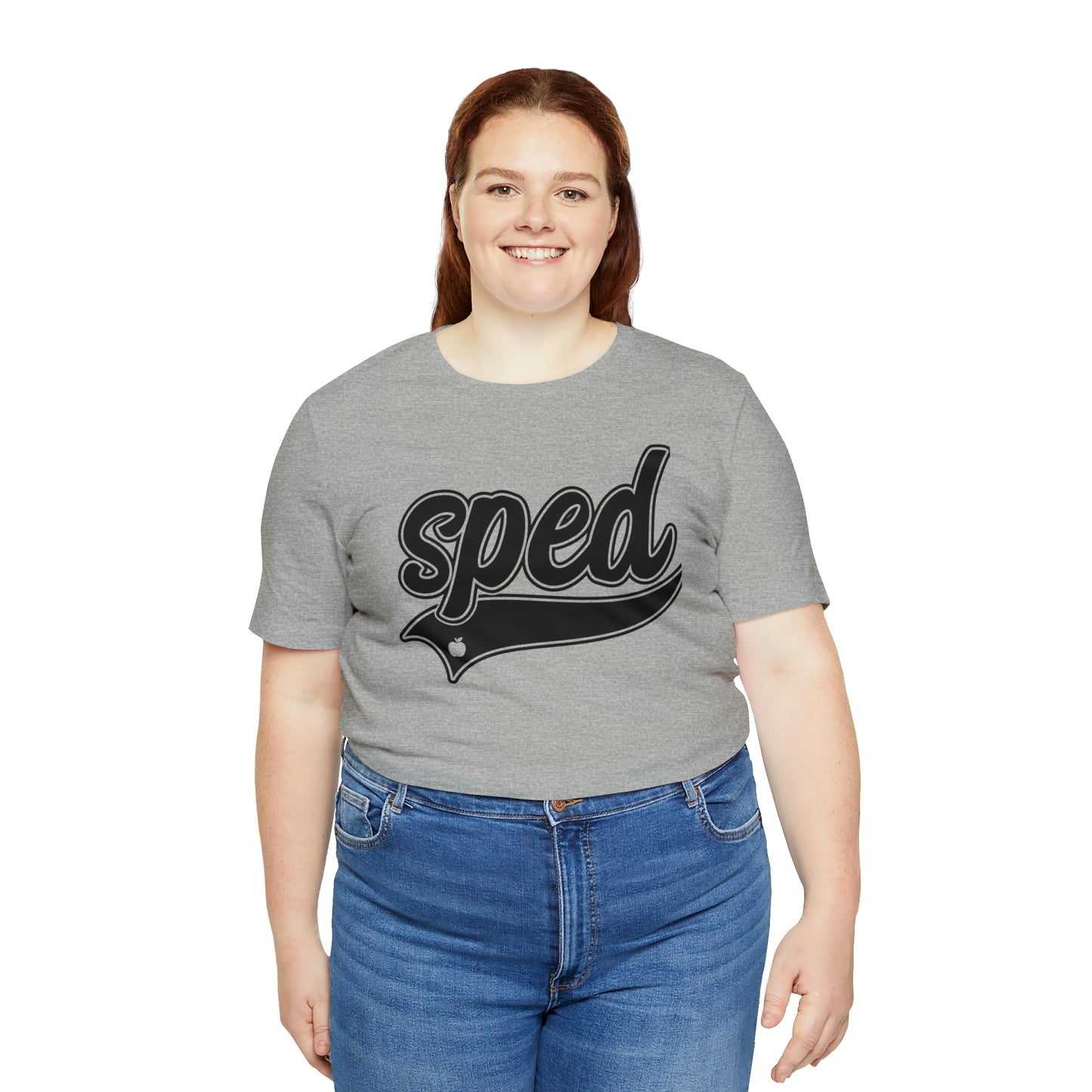 SPED Level School Swoosh Black Print Tee with Apple Logo