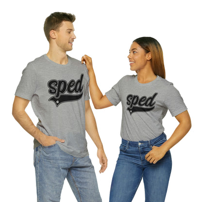 SPED Level School Swoosh Black Print Tee with Apple Logo