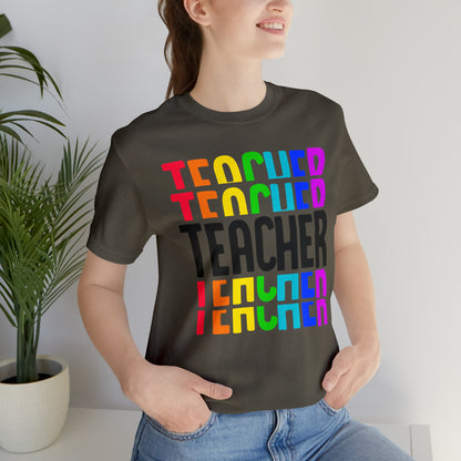 Rainbow & Black Teacher tee