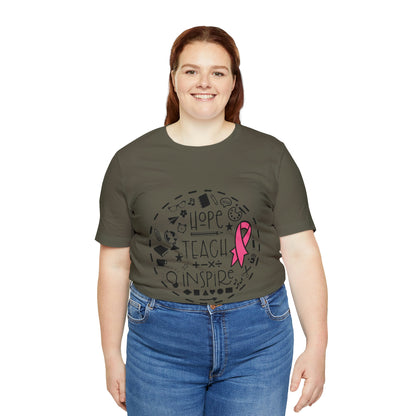 Hope, Teach, & Inspire Breast Cancer Ribbon t-shirt