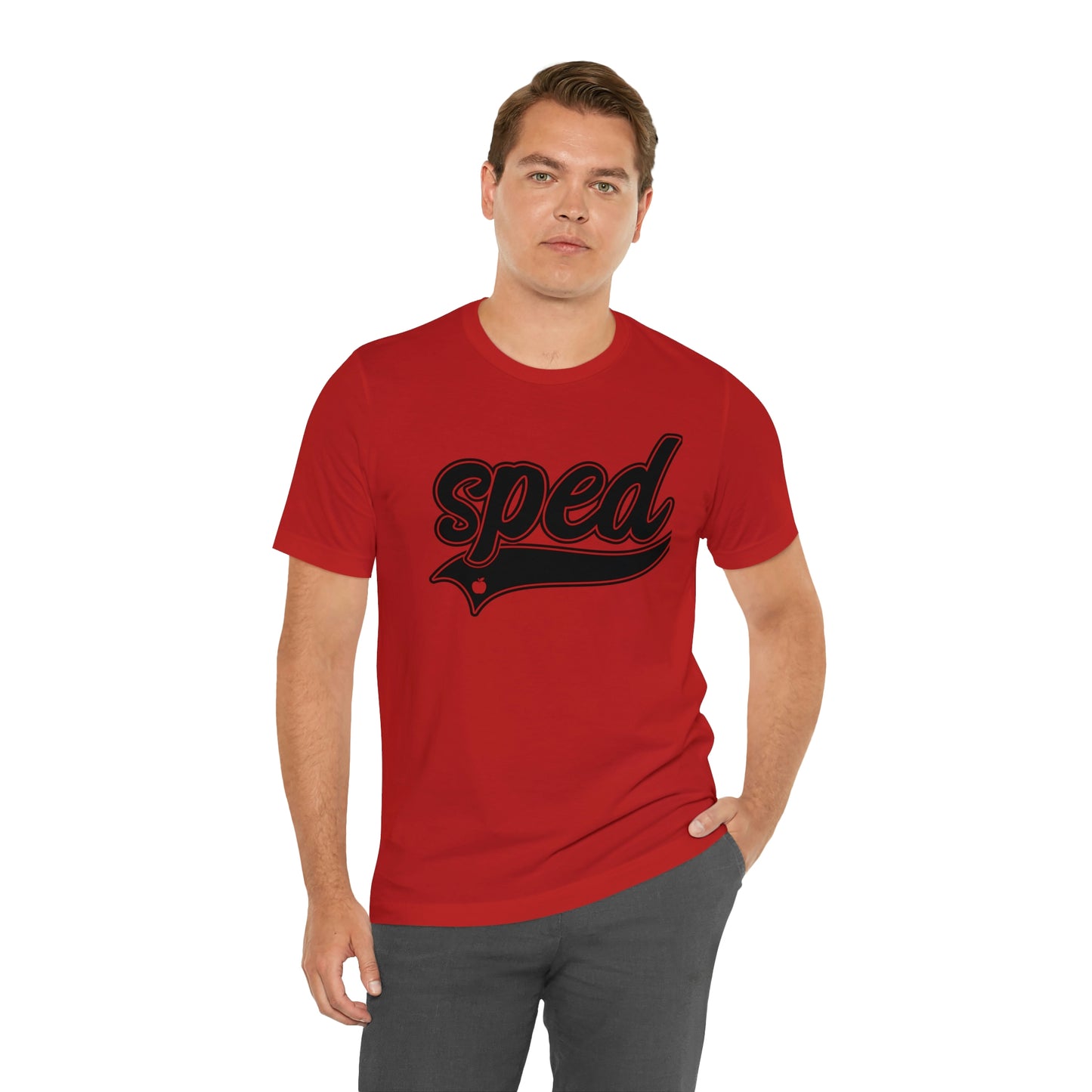 SPED Level School Swoosh Black Print Tee with Apple Logo