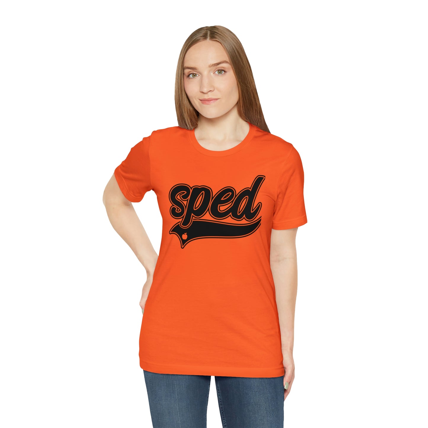 SPED Level School Swoosh Black Print Tee with Apple Logo