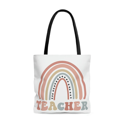 Retro Rainbow Double sided Teacher Tote Bag