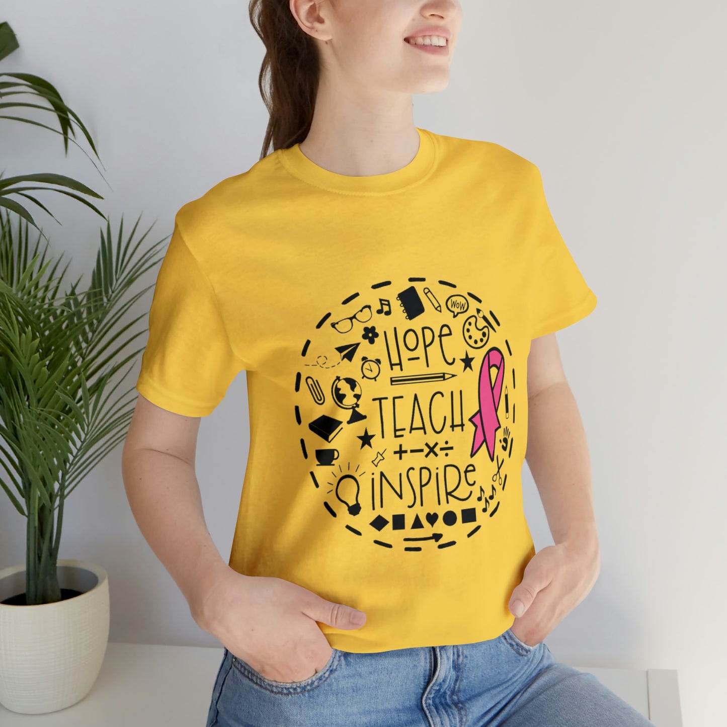 Hope, Teach, & Inspire Breast Cancer Ribbon t-shirt