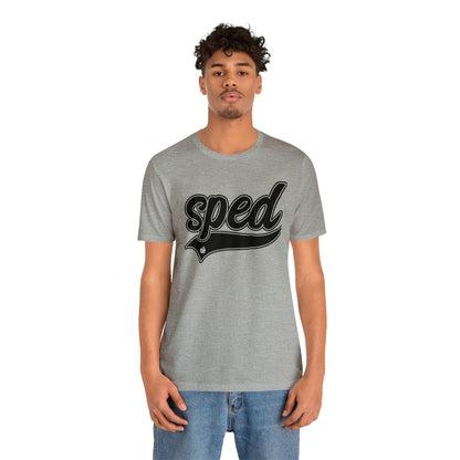 SPED Level School Swoosh Black Print Tee with Apple Logo