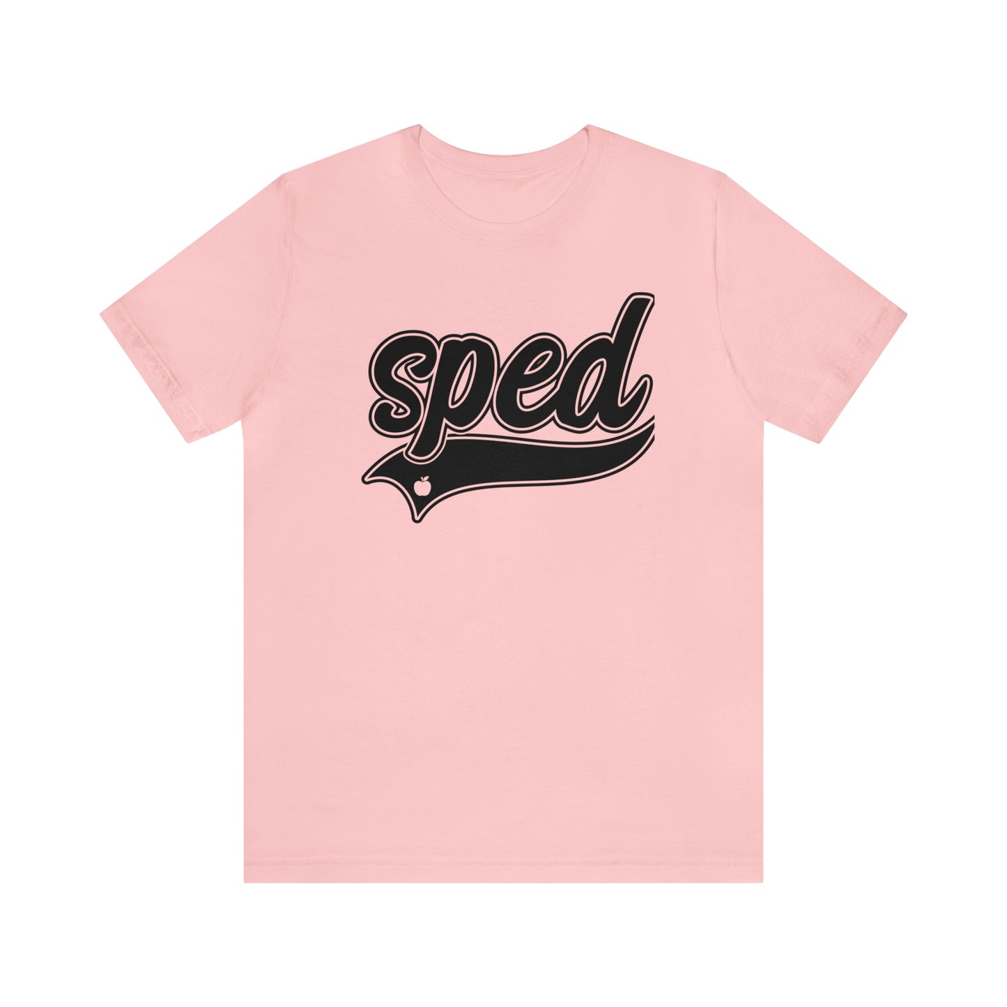 SPED Level School Swoosh Black Print Tee with Apple Logo