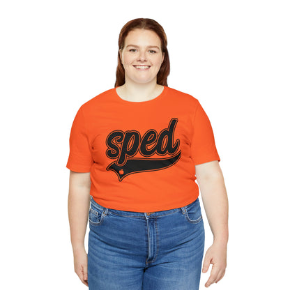 SPED Level School Swoosh Black Print Tee with Apple Logo