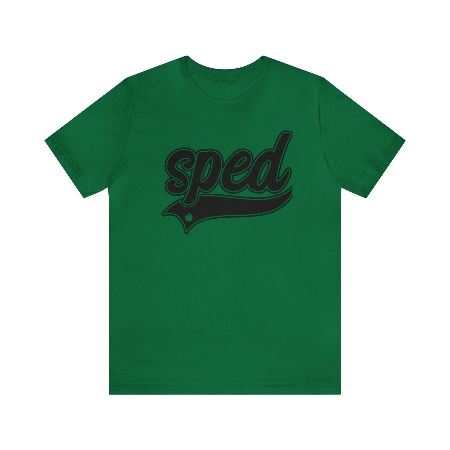 SPED Level School Swoosh Black Print Tee with Apple Logo