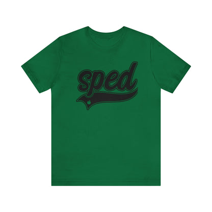 SPED Level School Swoosh Black Print Tee with Apple Logo