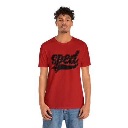 SPED Level School Swoosh Black Print Tee with Apple Logo