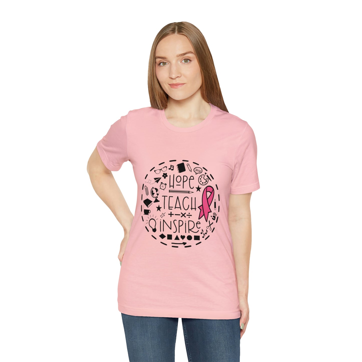 Hope, Teach, & Inspire Breast Cancer Ribbon t-shirt