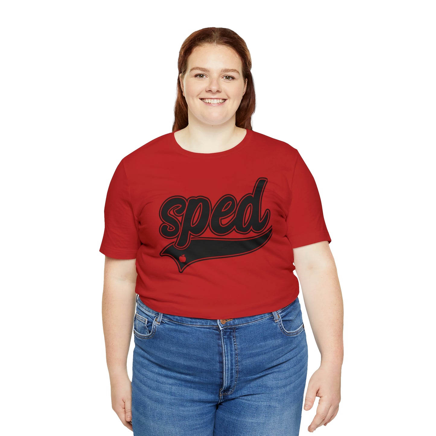 SPED Level School Swoosh Black Print Tee with Apple Logo